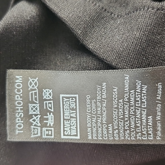 Topshop Black Stretchy Crop Top, Open Back Tie Bow Bishop Sleeves, Size 8 - Picture 10 of 11